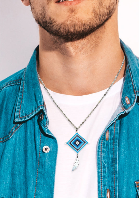 Collar Rombo Sagrado plata .925 o macramé